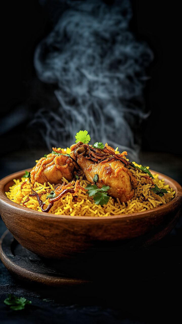 Chicken Biryani with (Bread Sweet and Chicken 65)