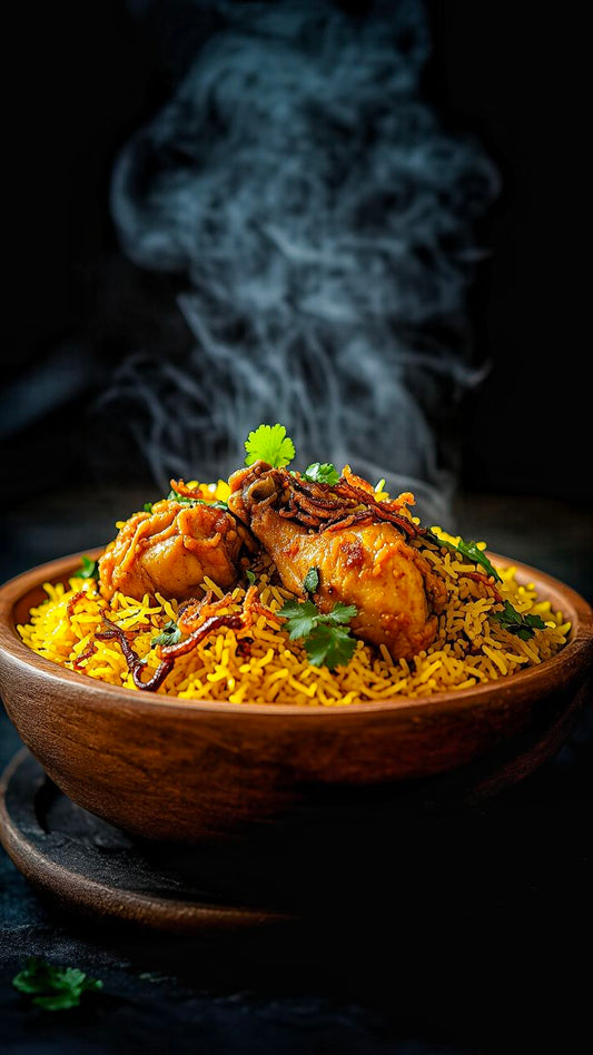 Chicken Biryani with (Bread Sweet and Chicken 65)